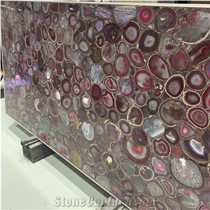 Red Semiprecious Stone Slab &Tile Agate Stone For Wall Decor