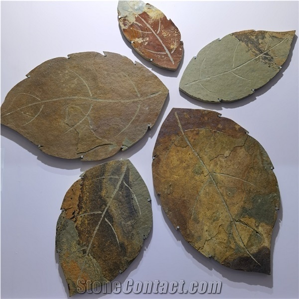 Rusty Exterior Slate Leaf Shape Flooring Garden Decor