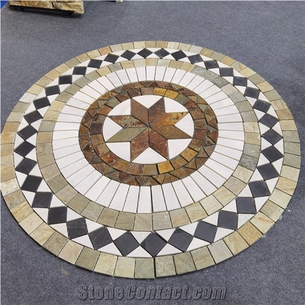 Slate Mosaic Customized Design Pattern Round Medallion