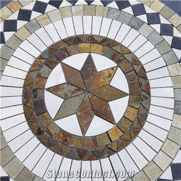Slate Mosaic Customized Design Pattern Round Medallion