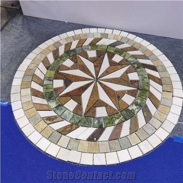 Slate Mosaic Medallion Flat Stones Free Mosaic Flower