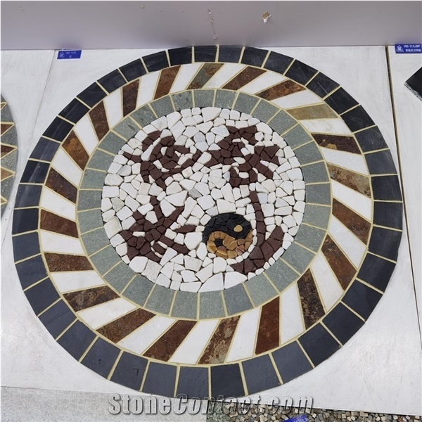 Slate Stone Simple Mosaic Medallion Pattern Tile for Outdoor