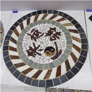Slate Stone Simple Mosaic Medallion Pattern Tile for Outdoor