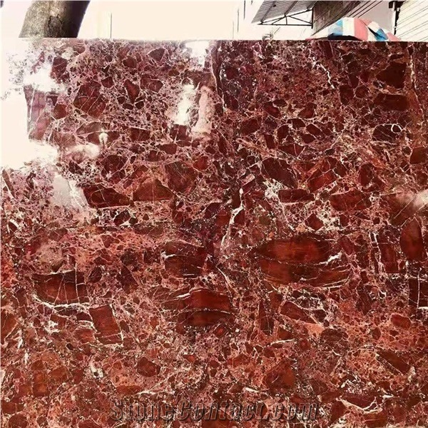 Top Quality Rosso Levanto Marble with White Veins Wall Tiles