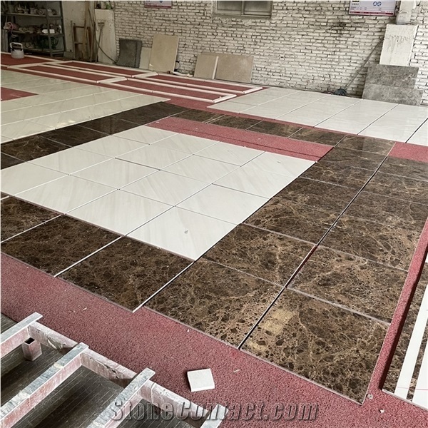 White Marble with Dark Emperador Marble Tile for Hotel Floor