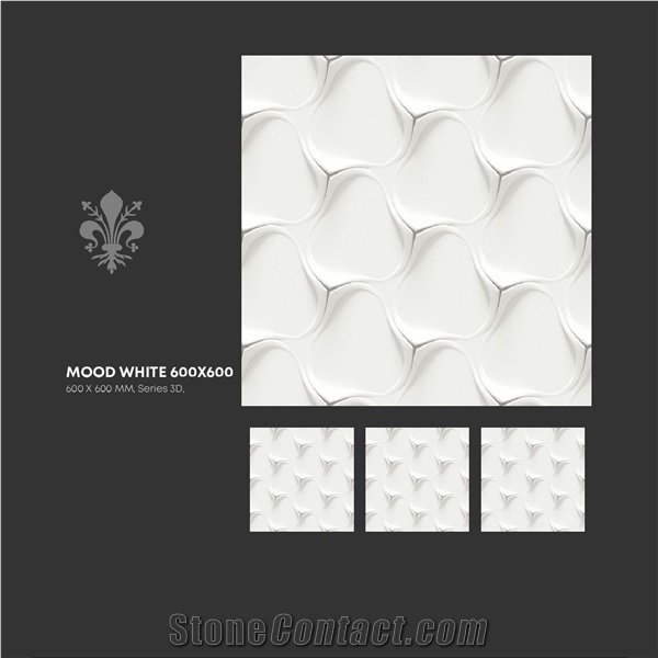 Florence Ceramic Tiles 3d Look White Wall 600x600 mm