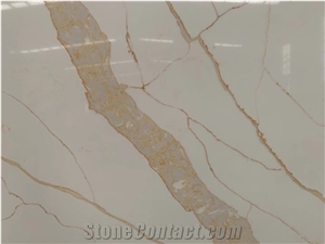 Calacatt Golden Artificial Quartz Solid Surface Stones