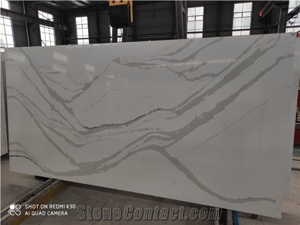 Calacatta White Artificial Quartz Slabs Solid Surface Stones