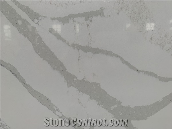 White Calacatta Artificial Quartz Slabs Engineer Stones