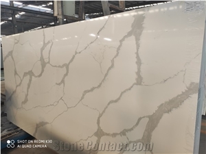 White Calacatta Quartz Slabs Engineer Solid Surface Stones