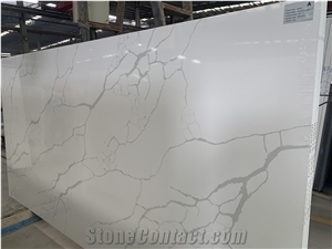 White Calacatta Quartz Stones Solid Surface Slabs