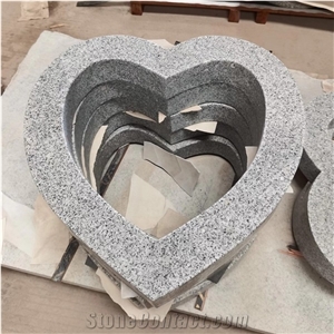 Silver Grey G603 Granite Empty Heart Flower Pot