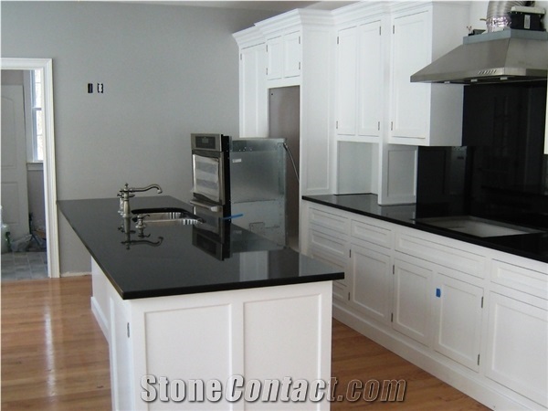 Absolute Black Granite Kitchen Countertop, Island Tops