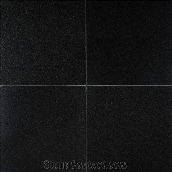 Jet Black Granite Slabs, Tiles