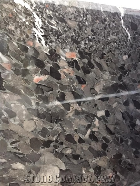 Black Breccia Marble Polished Finishing Tile and Slab 2cm