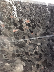 Black Breccia Marble Polished Finishing Tile and Slab 2cm