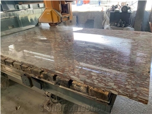 Brown Breccia Marble Stone Slab from Vietnam