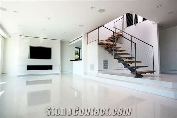 Crystal White Marble Slabs, Cut to Size in Floor and Wall