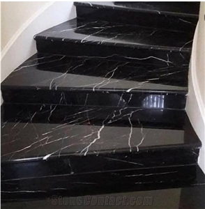 Persian Nero Marquina Marble Stair