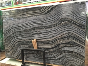 Black Ancient Wood Marble Slabs Bookmatch for Kitchen