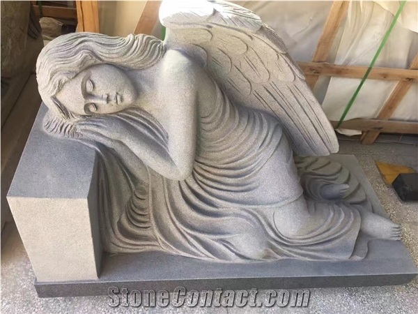 Granite Carved Weeping Angel Headstones Cemetery Monuments