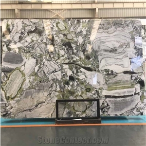 Green Marble Skirting Slabs White Beauty Kitchen Slabs Top