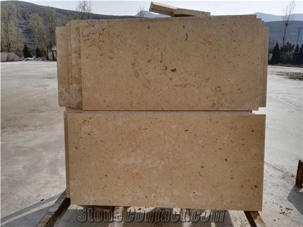 Henan Yellow Limestone Kitchen Wall Cladding Tiles Flooring
