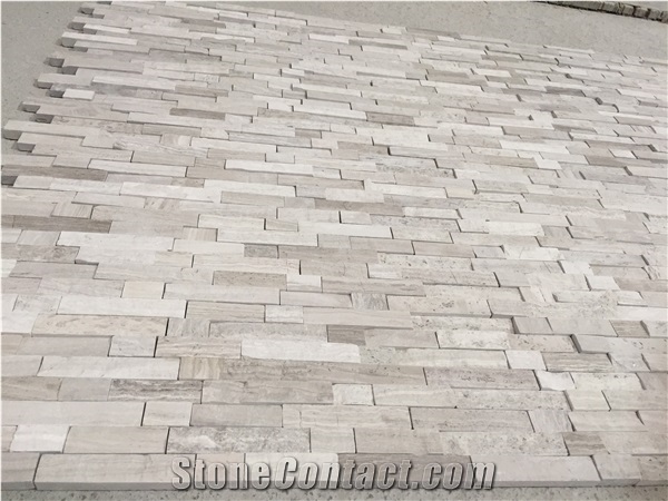 Marble Mosaict Wall Tile White Wood Split Linear Strips Tile