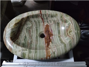 Onyx Vessel Wash Bowls Sinks Green Onyx Oval Sinks