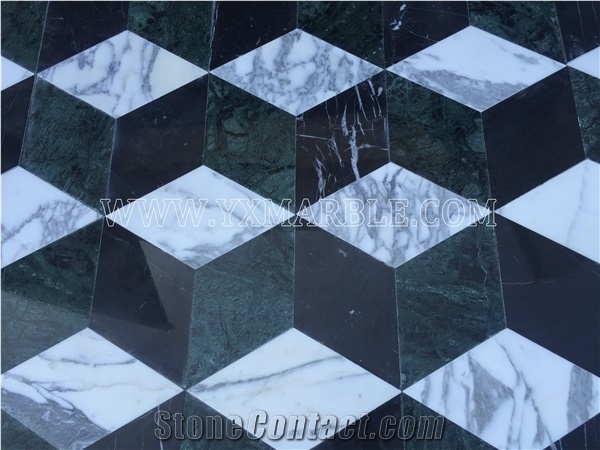 Rhombus Marble Floor Tile Arabescato 3d Pattern Flooring