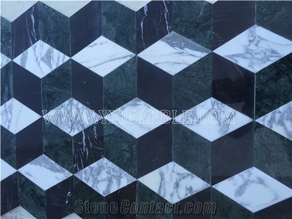 Rhombus Marble Floor Tile Arabescato 3d Pattern Flooring
