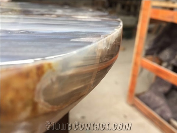 Round Grey Agate Cafe Table Tops Semiprecious Tabletops