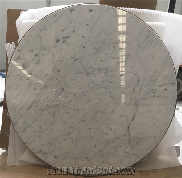 Round Marble Coffee Table Statuario Office Meeting Table Top