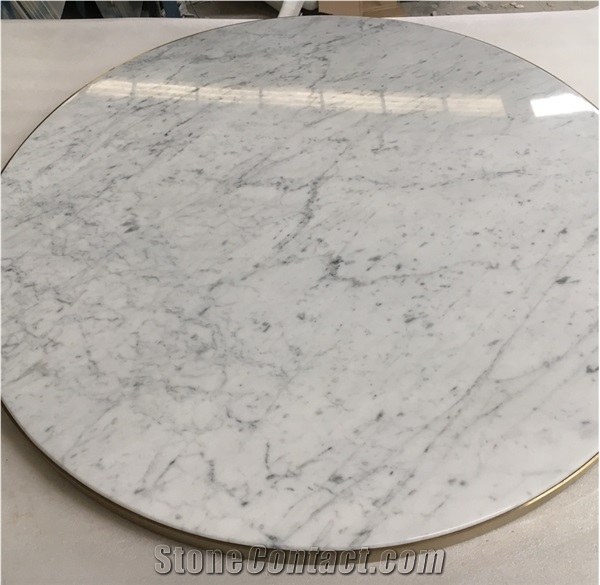 Round Marble Coffee Table Statuario Office Meeting Table Top