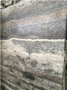 Silver Travertine Wall Covering Slabs Titanium Floor Tiles