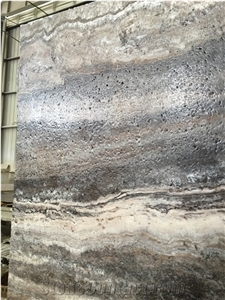 Silver Travertine Wall Covering Slabs Titanium Floor Tiles