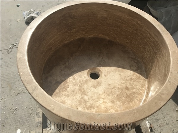 Travertino Classico Pedestal Basins Travertine Wash Bowls