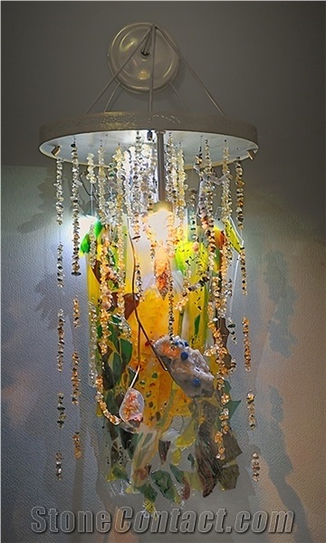 Glass Wall Lamp with Stones