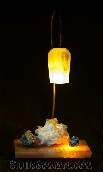 Rose Quartz and Cavansite Lamp