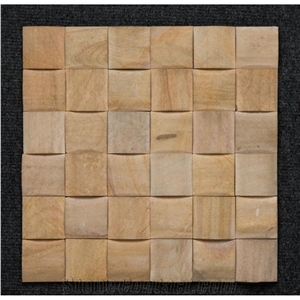 Teak Wood Sandstone Teak Moulding D Pattern Stone Mosaic