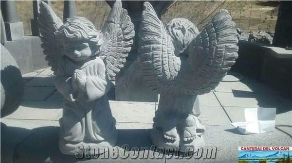 Recinto Volcanico Basalt Carved Angels