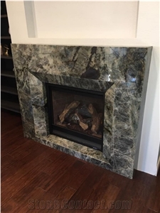 Green Labradorite Granite Fireplace
