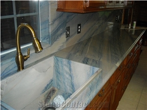 Kitchen Tops in Azul Imperial by Schlitzberger Stone Designs