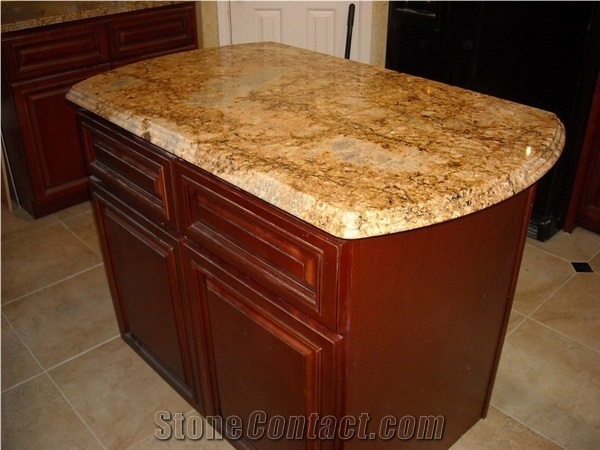 Monserrat Gold Granite Kitchen Countertop, Island Top