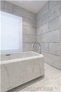Bianco Gioia Marble Bathroom Wall and Floor, Bath Design