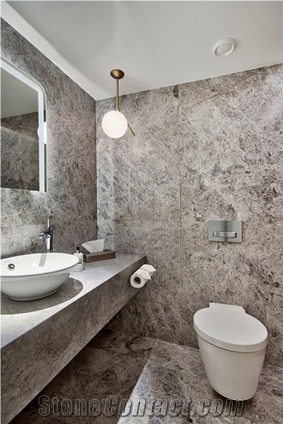 Tundra Grey Marble Polished Bathroom Counter Top