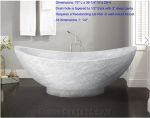 Carrara White Marble Stone Bathroom Bath Tub