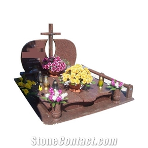 Carving Bird Red Granite Headstone And Monument For Grave