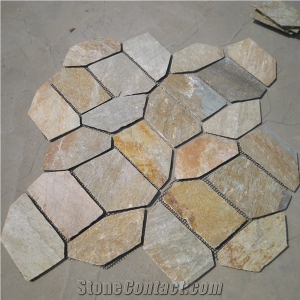 Chinese Yellow Slate Quartzite Paving Stones Patterns