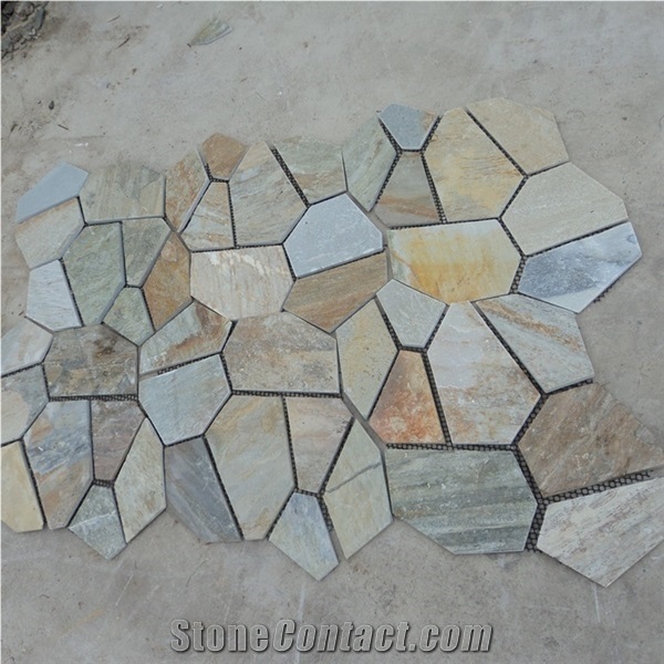 Chinese Yellow Slate Quartzite Paving Stones Patterns